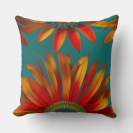 モロッコスタイル金ゴールド赤オレンジティール（緑がかった色）緑フローラ クッション