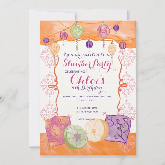 モロッコスランバーパーティの招待状 招待状 (正面)