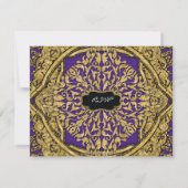 モロッコスワールスクロール金ゴールドグリッターエレガントな結婚式 出欠カード (裏面)