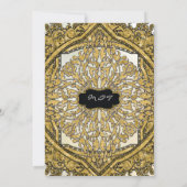 モロッコスワールスクロール金ゴールドグリッターエレガントな結婚式 招待状 (裏面)