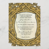 モロッコスワールスクロール金ゴールドグリッターエレガントな結婚式 招待状 (正面/裏面)