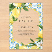 モロッコタイルとレ地中海のモ結婚ンス アクリル招待状 (正面)