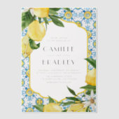 モロッコタイルとレ地中海のモ結婚ンス ベラム紙招待状 (正面)