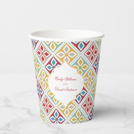 モロッコタイルのパタカラフルーン 紙コップ (正面)
