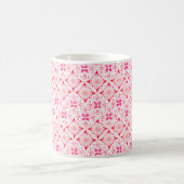 モロッコタイルのピンク色の水彩 コーヒーマグカップ (中央)