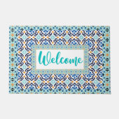 モロッコタイルインスパイアデザイン歓迎マット ドアマット (正面)
