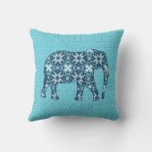 モロッコタイルエレファント、コバルト、海軍、ライトブルー クッション (裏面)