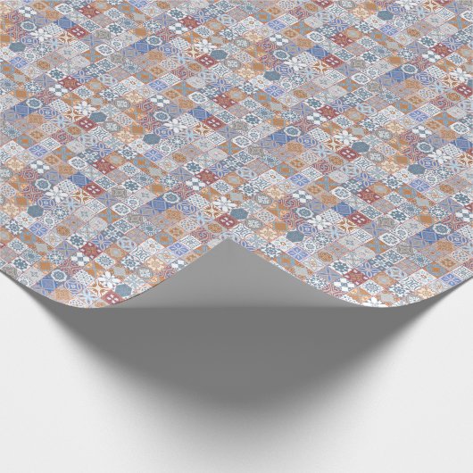 モロッコタイルカラフル ラッピングペーパー (角)