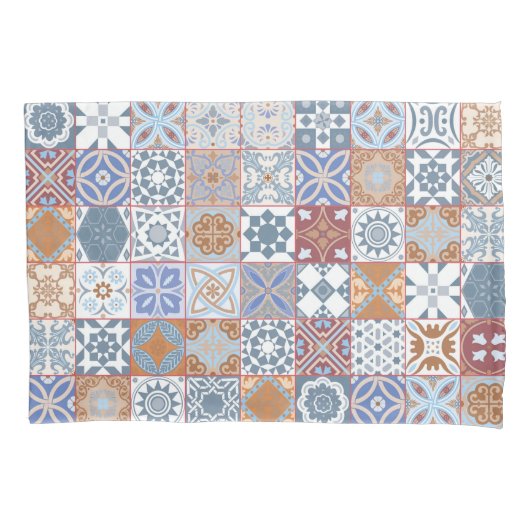 モロッコタイルカラフル 枕カバー (正面)