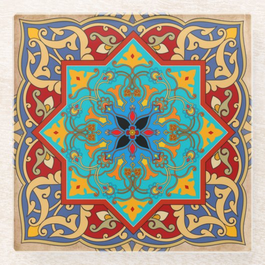 モロッコタイルコースター ガラスコースター (正面)