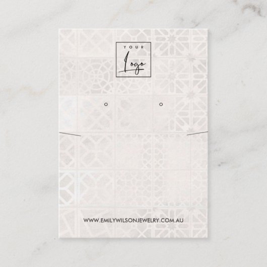 モロッコタイルテクスチャネックレスイヤリングディスプレイ 名刺 (正面)