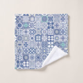 モロッコタイルパステルブルー バスタオルセット (ウォッシュタオル)