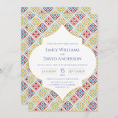 モロッコタイルパターンカラフル結婚式招待状 招待状 (正面/裏面)