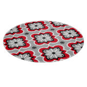 モロッコタイルパターン – グレーと赤 カッティングボード (角)