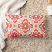 モロッコタイルパターン – コーラルオレンジの色合い ランバークッション (ブランケット)