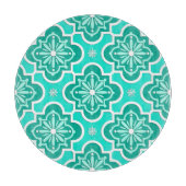 モロッコタイルパターン – ターコイズとアクア カッティングボード (正面)