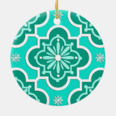 モロッコタイルパターン – ターコイズとアクア セラミックオーナメント (裏面)