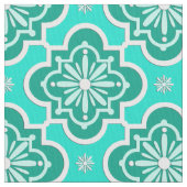 モロッコタイルパターン – ターコイズとアクア ファブリック (クローズアップ)