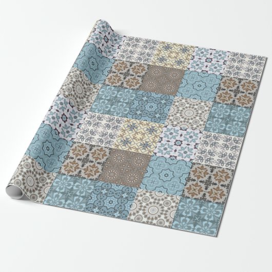 モロッコタイルパターン ラッピングペーパー (アンロールド)