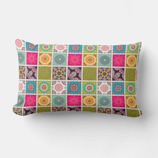 モロッコタイルパターン ランバークッション (正面)