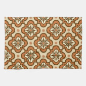 モロッコタイルパターン – 錆と褐色 キッチンタオル (横)