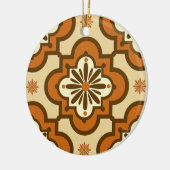 モロッコタイルパターン – 錆と褐色 セラミックオーナメント (左)
