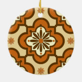 モロッコタイルパターン – 錆と褐色 セラミックオーナメント (裏面)