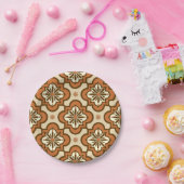 モロッコタイルパターン – 錆と褐色 ペーパープレート (パーティー)