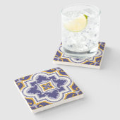 モロッコタイルパターン#1装飾用クッション3徳 ストーンコースター (横)