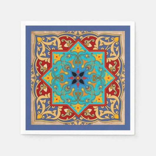 モロッコタイルパーティーナプキン スタンダードカクテルナプキン (正面)