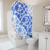モロッコタイルブルーベージュプリント シャワーカーテン (インサイチュ)