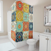 モロッコタイルモザイクイラストレーションパターン シャワーカーテン (インサイチュ)