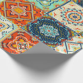 モロッコタイルモザイクイラストレーションパターン ラッピングペーパー (角)