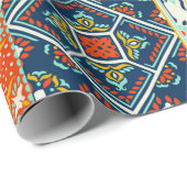 モロッコタイルモザイクイラストレーションパターン ラッピングペーパー (ロールコーナー)