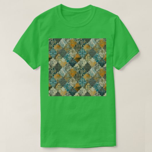 モロッコタイルラストオレンジブルーS Tシャツ (デザイン正面)