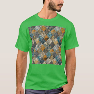 モロッコタイルラストオレンジブルーS Tシャツ
