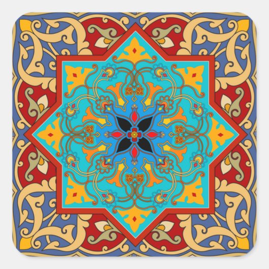 モロッコタイル正方形ステッカー スクエアシール (正面)