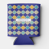 モロッコタイル王室のブルーゴールデン結婚アラブ 缶クーラー (正面)