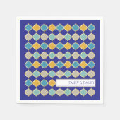 モロッコタイル王室のブルーゴールデン結婚ズ スタンダードカクテルナプキン (正面)