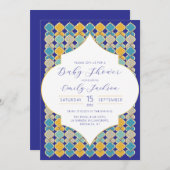 モロッコタイル王室のブルーゴールデン 招待状 (正面/裏面)