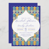 モロッコタイル王室のブルーゴールデン 招待状 (正面/裏面)