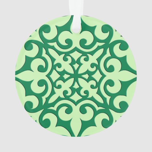 モロッコタイル – エメラルドとライトグリーン オーナメント (裏面)