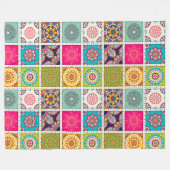 モロッコタイル/キルトパターン フリースブランケット (正面(横))