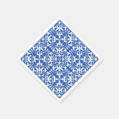 モロッコタイル – コバルトブルーと白 スタンダードカクテルナプキン (角)
