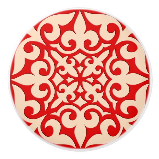 モロッコタイル – コーラルオレンジと桃 セラミックノブ (正面)