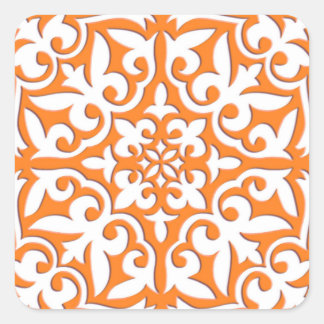 モロッコタイル – コーラルオレンジと白 スクエアシール