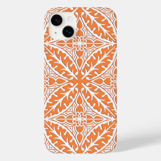 モロッコタイル - コーラルオレンジと白 Case-Mate iPhoneケース (裏面)