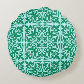 モロッコタイル – ターコイズとアクア ラウンドクッション (裏面)