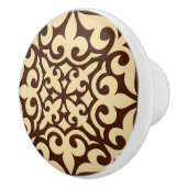 モロッコタイル – チョコレートブラウンとベージュ セラミックノブ (右)