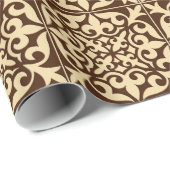 モロッコタイル – チョコレートブラウンとベージュ ラッピングペーパー (ロールコーナー)